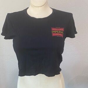 Imperial Motion Black Crop Tee with Red Logo S
